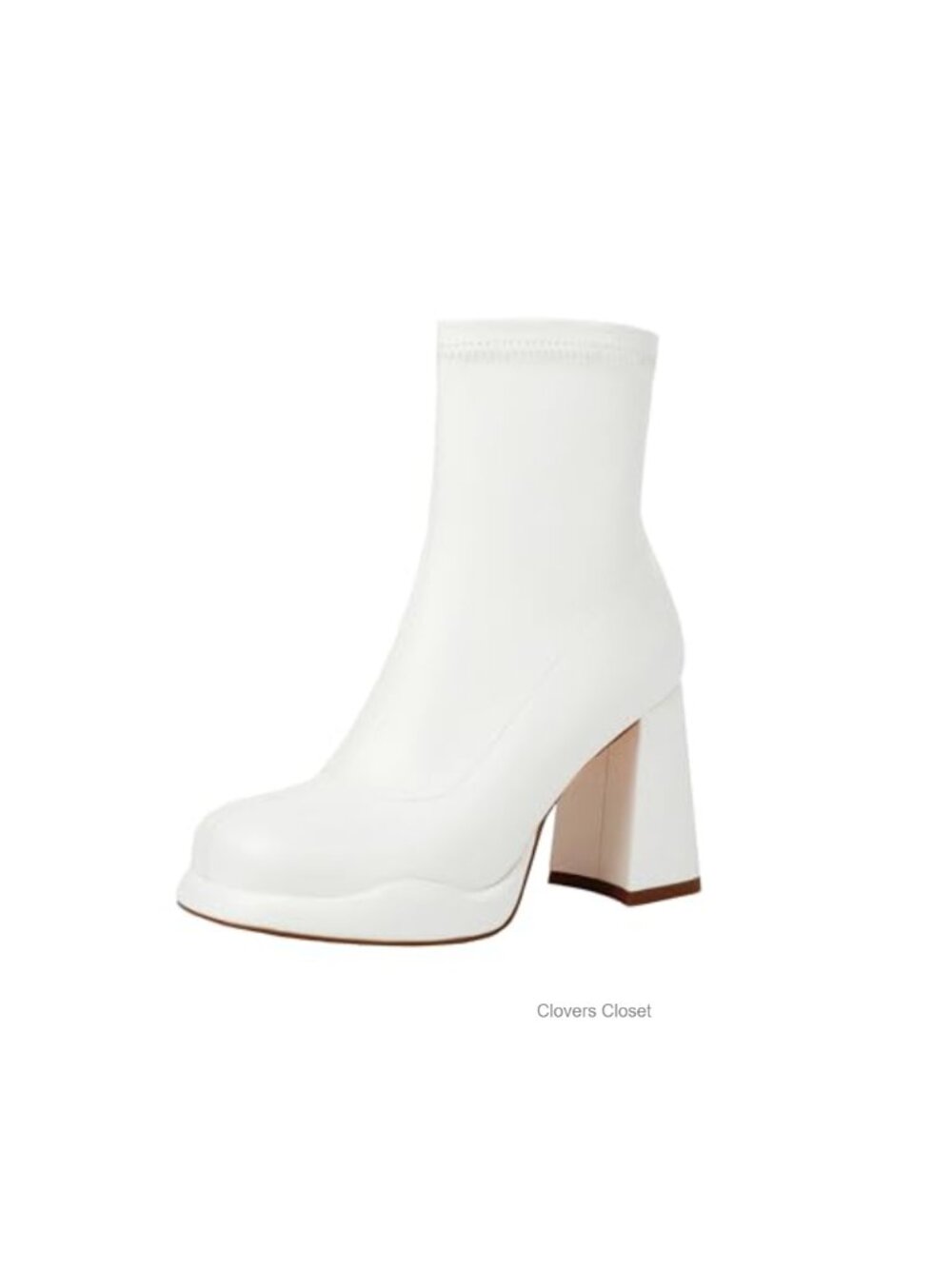 Women's Square Toe Mid-Calf Chunky Heel Boots with Side Zipper